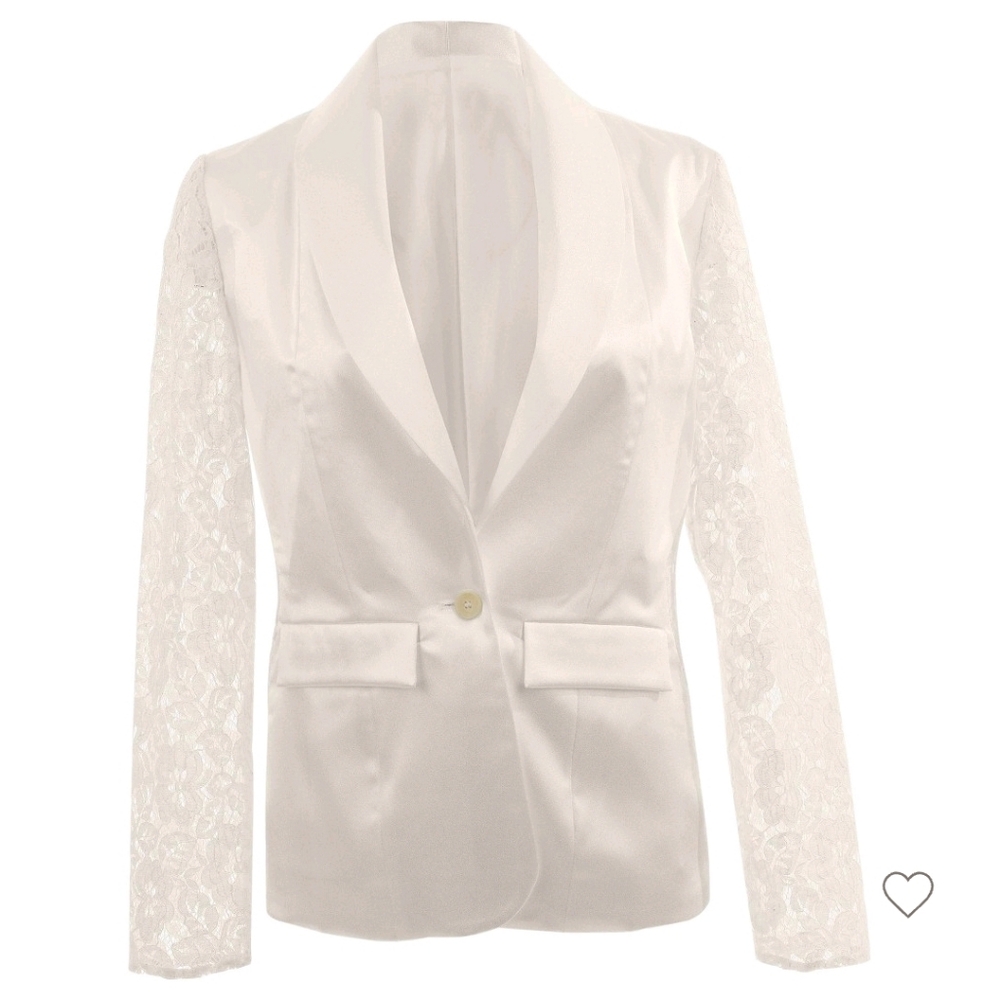 Elegant White Lace Sleeve Blazer